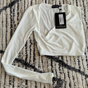 White One Arm Slinky Crop Top